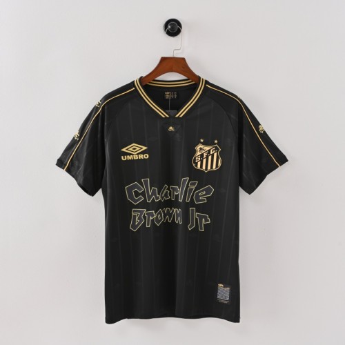 Retro Santos Jersey 2024-25 Black Neymar JR Football Kit Soccer Jersey