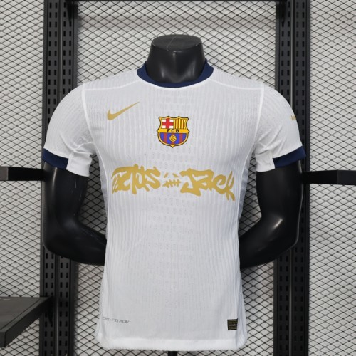 Player Version Barcelona Jersey Travis Scott 24/25 White Football Kit Soccer Jersey