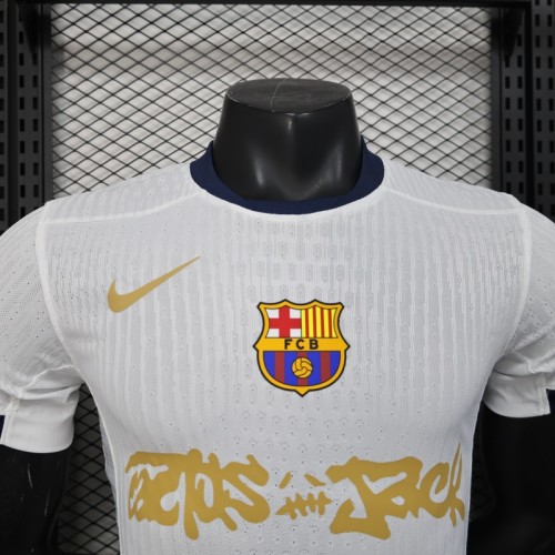 Player Version Barcelona Jersey Travis Scott 24/25 White Football Kit Soccer Jersey