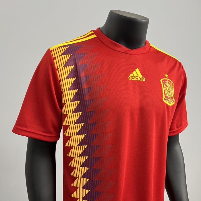 Retro Spain Jersey 2018 Home Football Kit Soccer Jersey