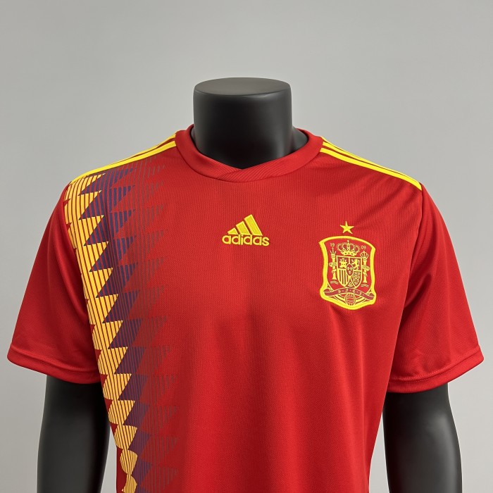 Retro Spain Jersey 2018 Home Football Kit Soccer Jersey