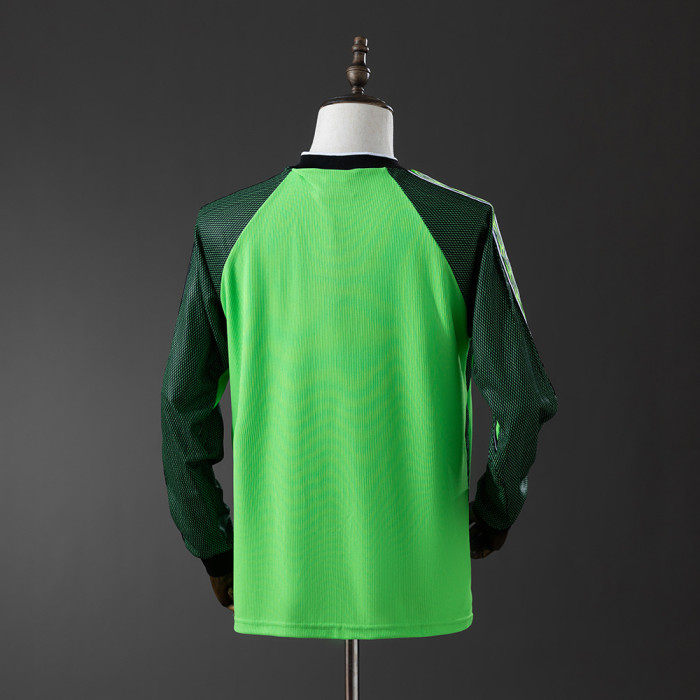 Man United Jersey 1998-99 Goalkeeper Green Retro Kit Long Sleeves