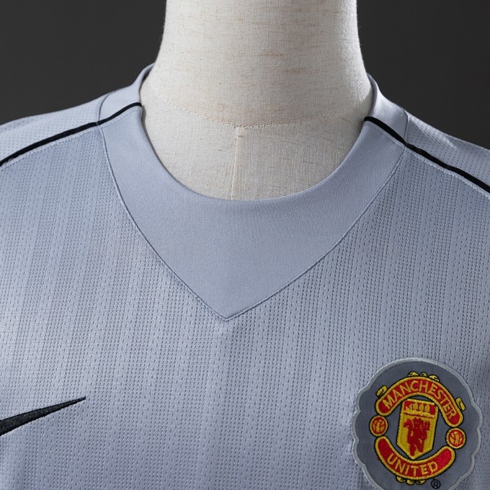 Man United Jersey 2007/08 Grey Goalkeepe Retro Kit Long Sleeve