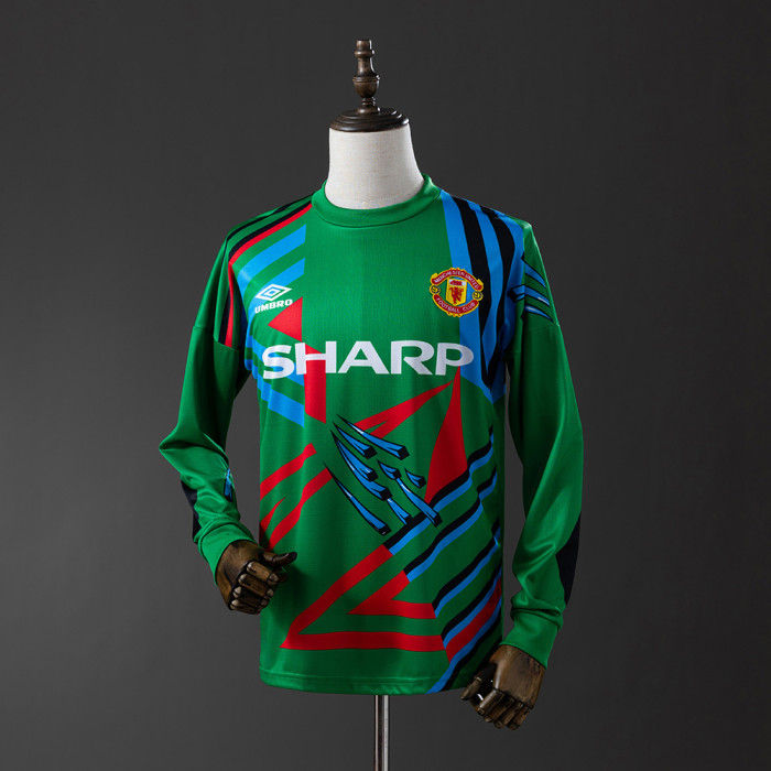 Man United Jersey 1992-94 Goalkeeper Retro Football Kit Long Sleeves