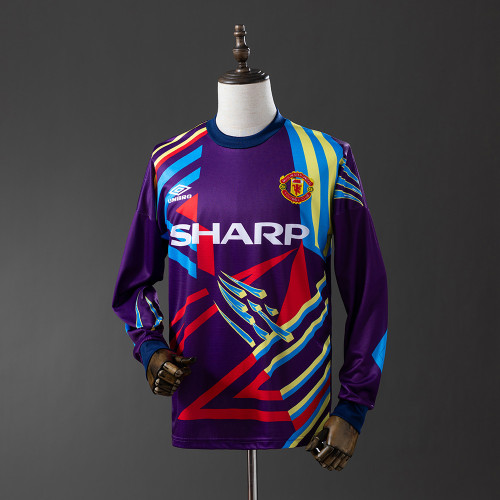 Man United Jersey 1992-94 Goalkeeper Retro Football Kit Long Sleeves