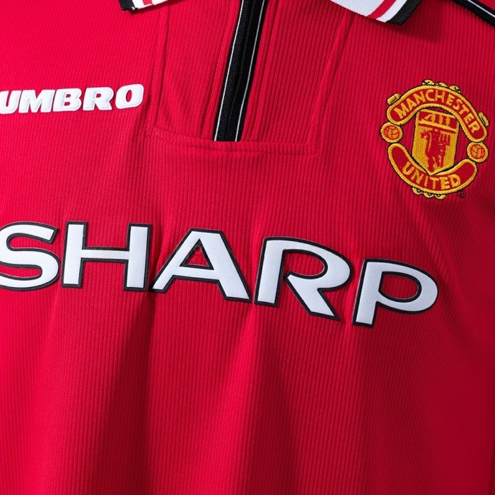 Man United Jersey1998-99 Home Retro Football Kit Long Sleeves