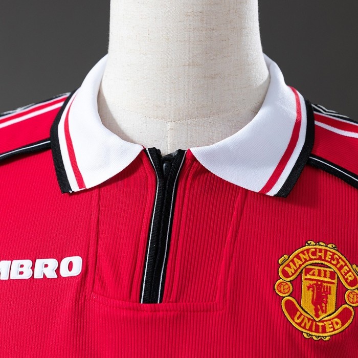 Man United Jersey1998-99 Home Retro Football Kit Long Sleeves