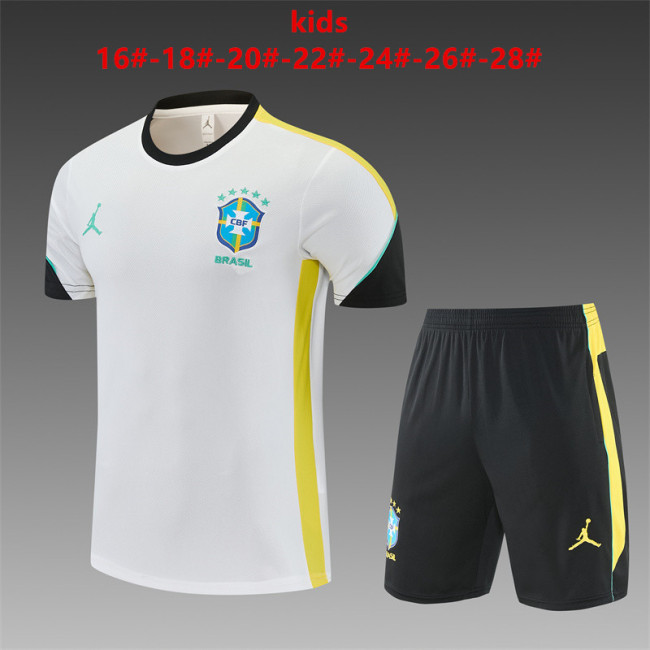 Kids Brazil Training Tracksuits 2026 Football Kit Soccer Jersey