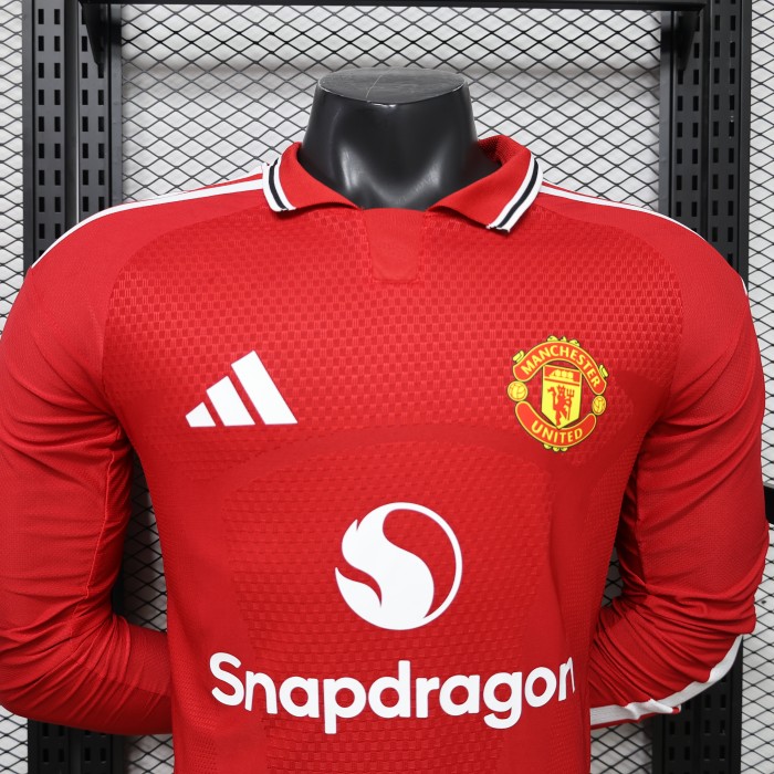 Player Version Man United Home Jersey 2026-2027 Long Sleeves Football Kit Soccer Shirt