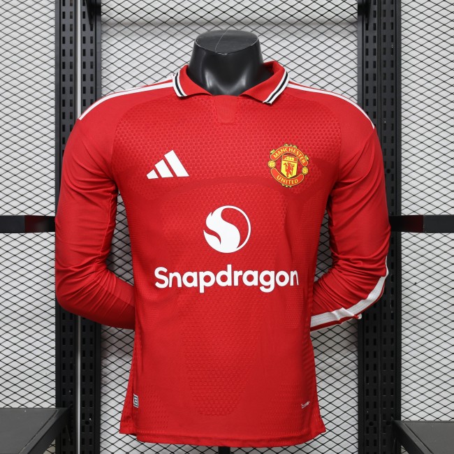 Player Version Man United Home Jersey 2026-2027 Long Sleeves Football Kit Soccer Shirt