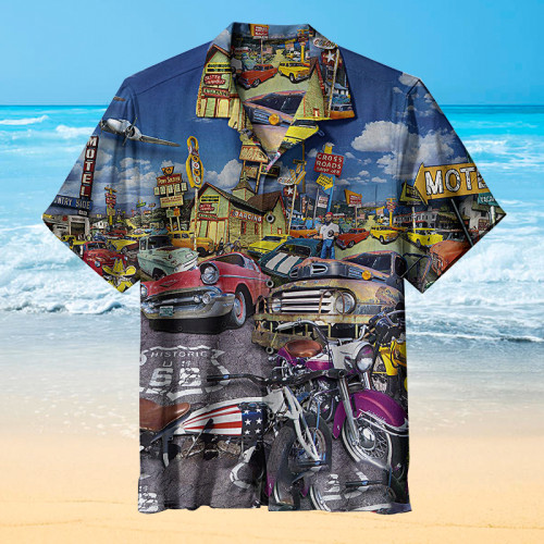 Retro Car Route 66 | Hawaiian Shirt
