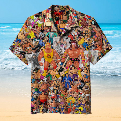 Wrestling Character Collage Art | Hawaiian Shirt