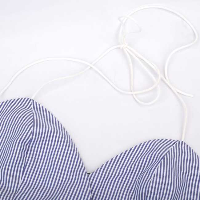 Wholesale S-L Women Fashion Stripe Printed Long Sleeve Irregular Blouse