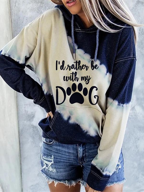 Women's I'd Rather Be With My Dog dog paw print sweatshirt