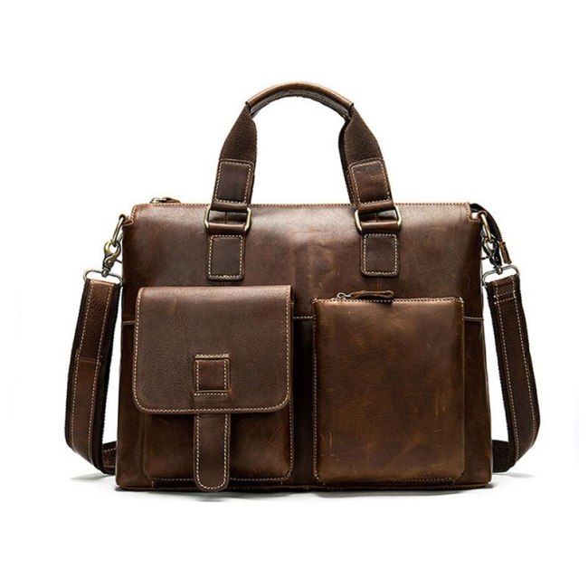 Men Vintave Bags Man Genuine Leather Shoulder Bags for Male Leather Laptop Briefcase Messenger/Crossbody Bag Casual Men Handbag