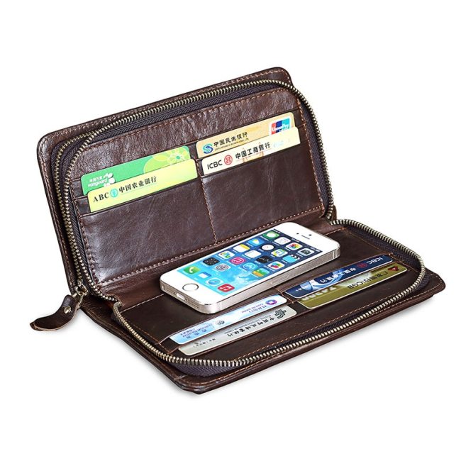 Luxurious men Clutch men's Genuine Leather Wallest Long Wallet Large Capacity Double Zipper Wallet Phone Bag For Male Clutch