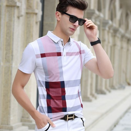 2021 summer polo shirt men's brand clothing cotton short sleeve business casual plaid designer homme camisa breathable plus size