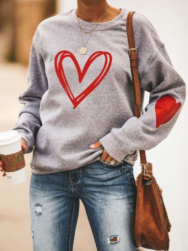 Heart Printed Love Holiday Casual Sweatshirt