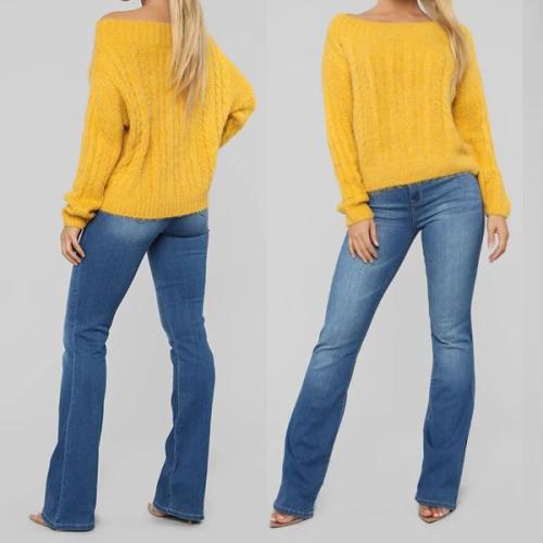 70s Stretch Mid-Waist Casual Boot-cut Jeans