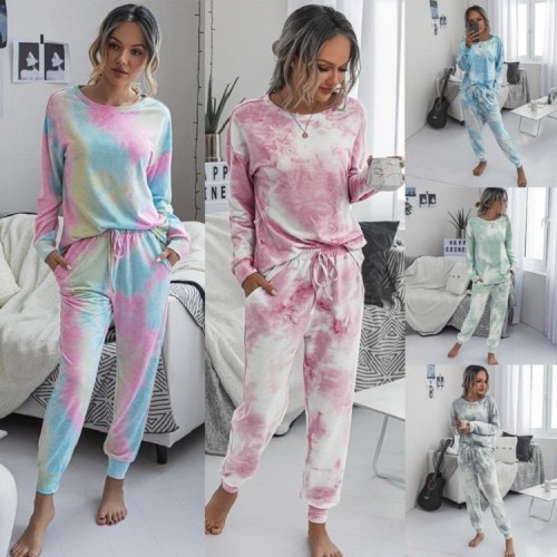 Moda drukowane tie-dye casual odzież domowa dla kobiet