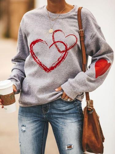 Women's Valentine's Day Heart Print Pullover Sweatshirt