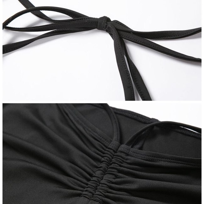 BOOFEENAA 2020 Fashion Drawstring Lace Up Straight Pants Women Casual Clothes Black High Waist Sweatpants Sexy Trousers C71-BG26