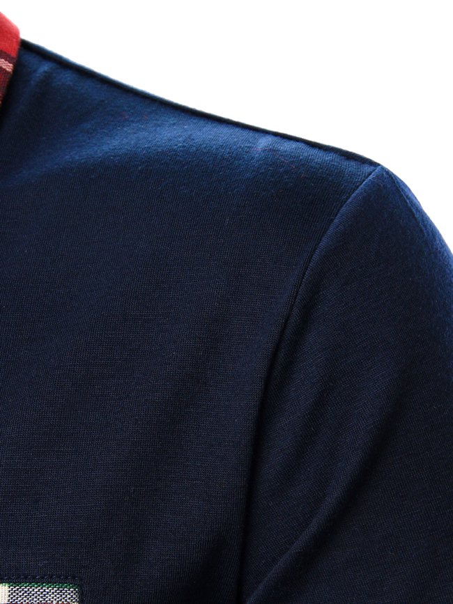 Men's Plaid Trim Button Polo Shirt