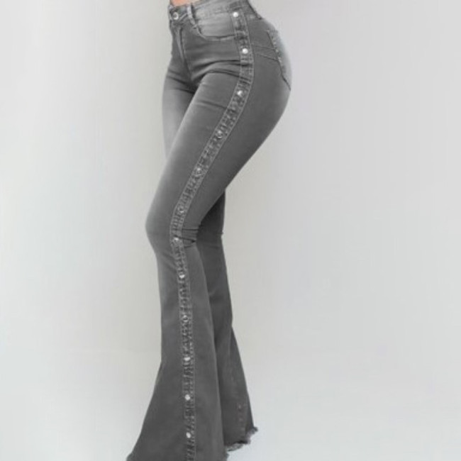 【Darmowa Dostawa】High-waisted stretch button up flared jeans S-5XL