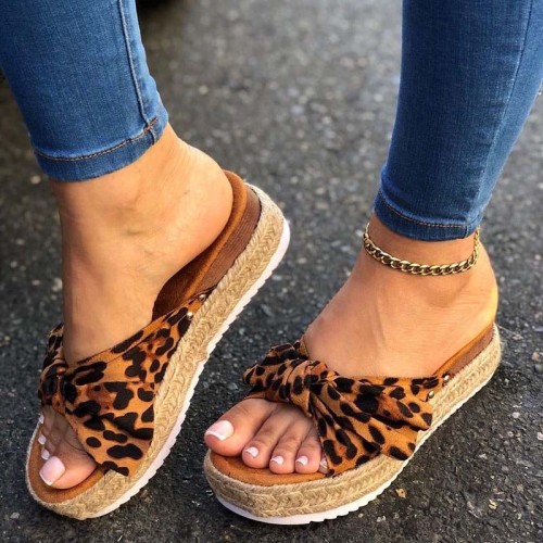 Women Summer Sandals Mid Heels Sandals Plus Size Wedges Shoes Woman Sweet Bowties Slippers Sandalias Mujer Sapato Feminino