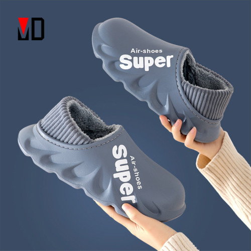 New Winter Slippers Warm Waterproof Couples Non-Slip Plush Cotton Slippers