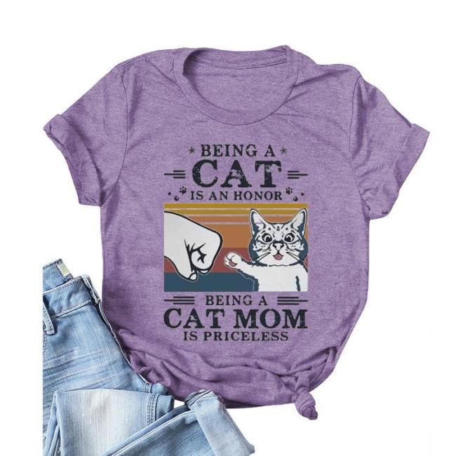 Women's Being A Cat Is An Honor Print Casual T-shirt