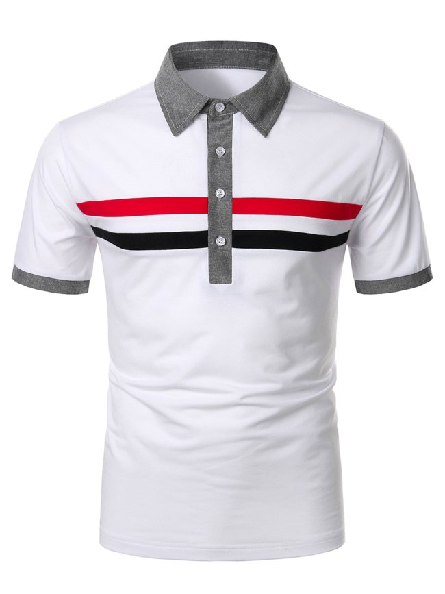 Men's Three Tone Contrast Stripe Polo Shirt