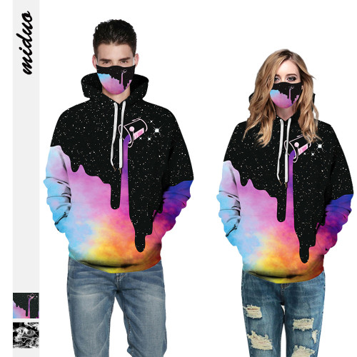 Starry sky smoke ring color ink digital printing hooded sweatshirt