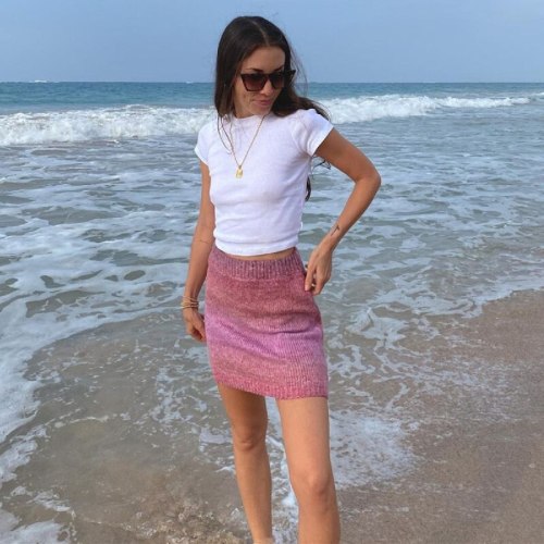 BOOFEENAA Gradient Knitted Mini Skirts Y2k Bottoms Womens Summer 2021 Casual Sexy Pencil Skirt 2000s Aesthetic C88-CZ15