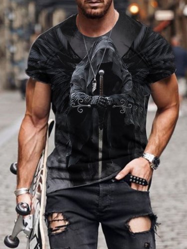Men's street print short sleeve T-shirt