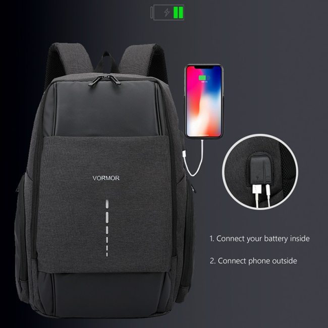 VORMOR 2020 New 15.6 inch Men School Laptop Backpacks Water Repellent USB Charge Travel Bags Male Mochila