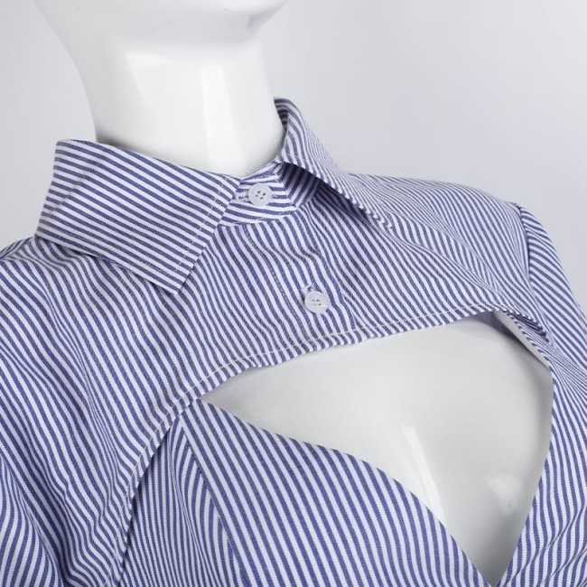 Wholesale S-L Women Fashion Stripe Printed Long Sleeve Irregular Blouse