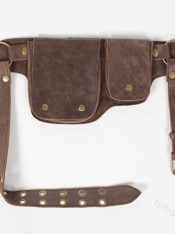Women's Vintage Leather Adjustable Belt Multifunction Waist Bag