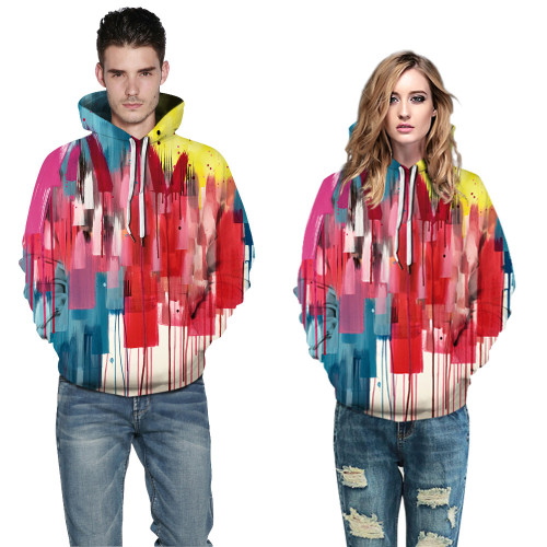 3D digital printing couple hooded sweater