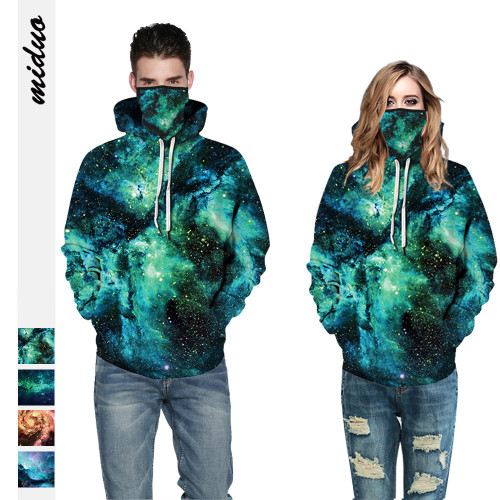 Starry sky 3D digital printing couple outfit hooded sweater