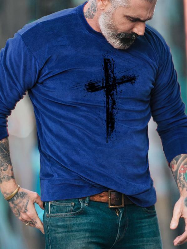 Casual cross faith print slim fit T-shirt