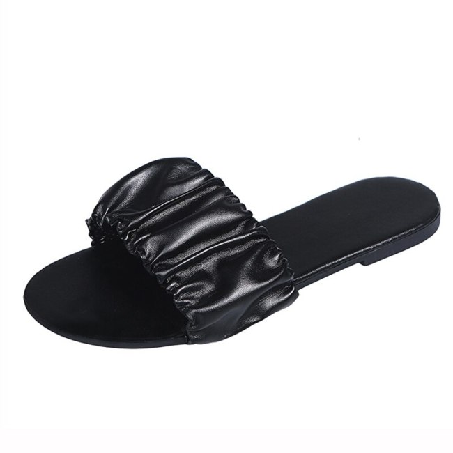 Women Sandals 2021 New Summer Shoes Women Flat Sandals Plus Size Pleated Sandalias Mujer Flip Flops Casual Beach Slippers Female