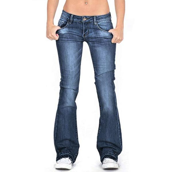 Low-rise Faded Frayed Ends Bootcut Jeans