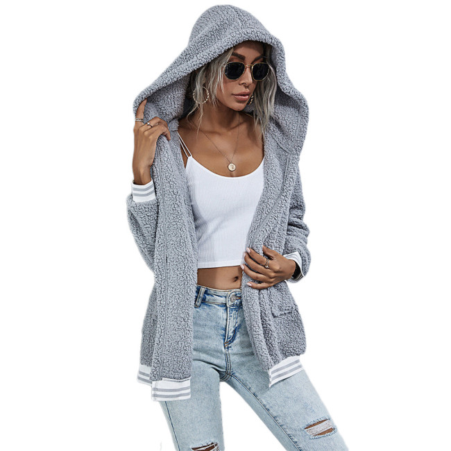 Autumn and winter cashmere hooded jacket