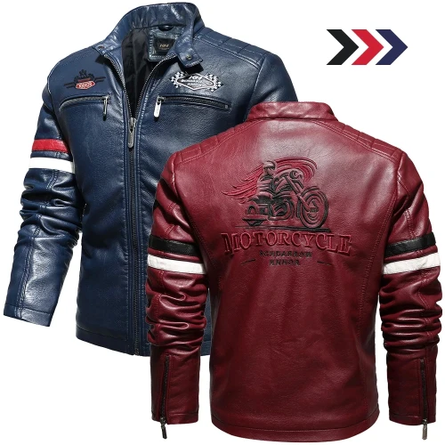 2021 Winter Jacket Men Leather Motorcycle Jacket Embroidery Zipper Coat Men Fashion Streetwear Coat Black Jacket and Coats Male