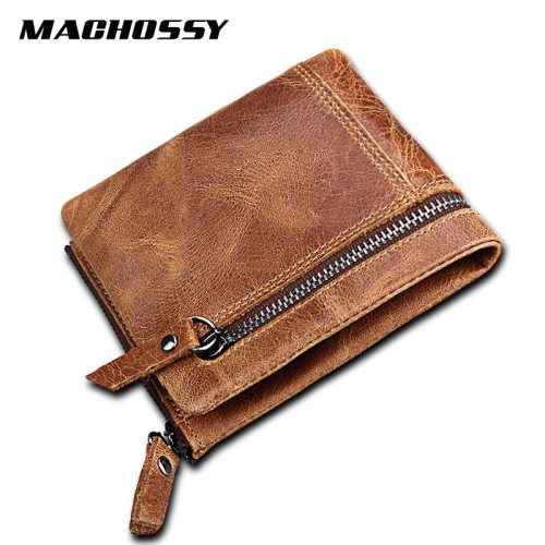 Genuine Leather Men Wallets Clutch Male Vintage Hasp Slim RFID Wallet Short Coin Purse Men Card Holder Clamp for Money bag