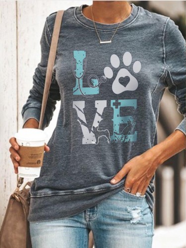 Women's paw LOVE printed sweatshirt