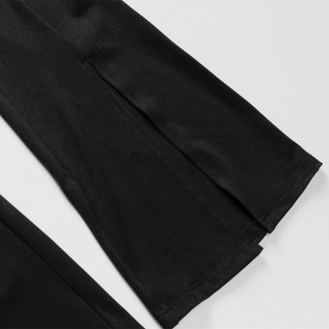 BOOFEENAA Black Split High Waist Flare Pants Streetwear Cyber Y2k Clothes Harajuku Sweatpants Women Fashion Bottoms 2021 C95CH35
