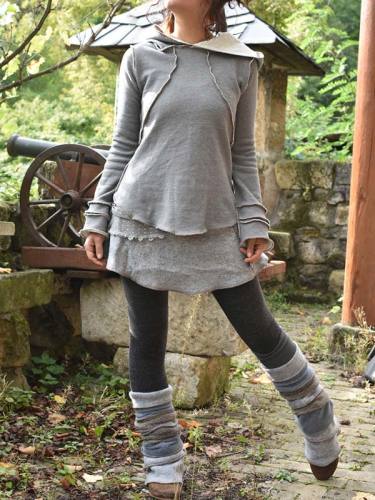 Women's vintage cotton and cashmere rolled hoodie