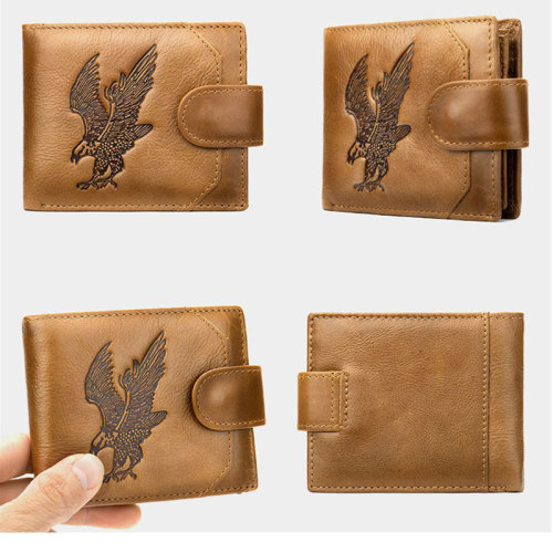 Classic Soft Genuine Leather Men Wallet Coin Purse Small Mini Card Holder Hasp Male Walet Coin Pocket eagle Purse For Male